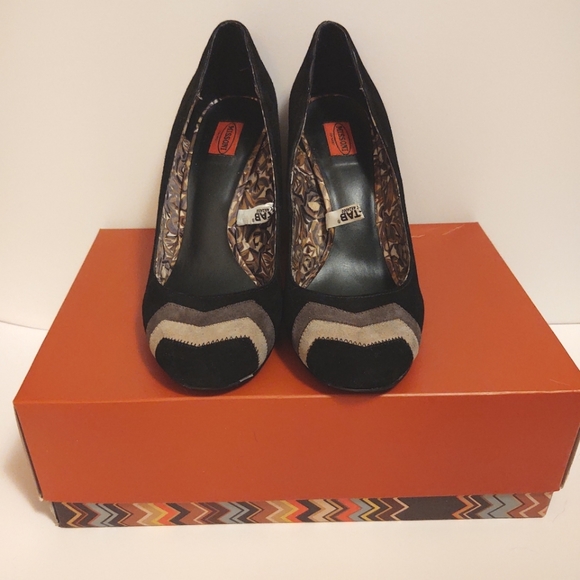 Missoni for Target Black Suede Chevron Block Heels Size 8 - Picture 2 of 11